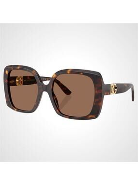 New Dolce & Gabbana Sunglasses Brown Acetate Square Gold Metal DG